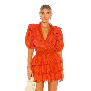 Place Nationale - Eyelet Coral Dress (Small)